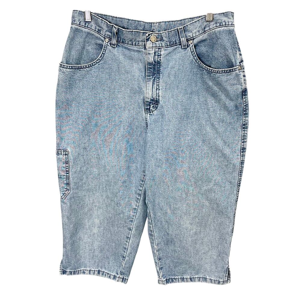 Vintage 90s Riveted by Lee Cargo Capris Women's 34" Waist Light Wash Side Pocket
